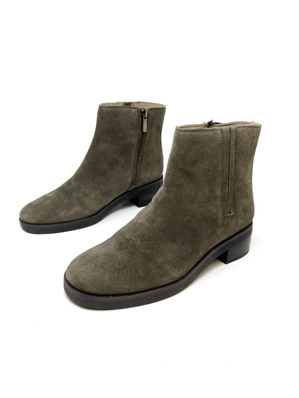 Abeo Traverse Ankle Olive Green Suede Side-Zip Ankle Boots